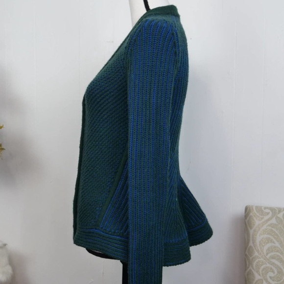 RACHEL ROY Green Blue Chunky Peplum Back Cardigan - Picture 6 of 13